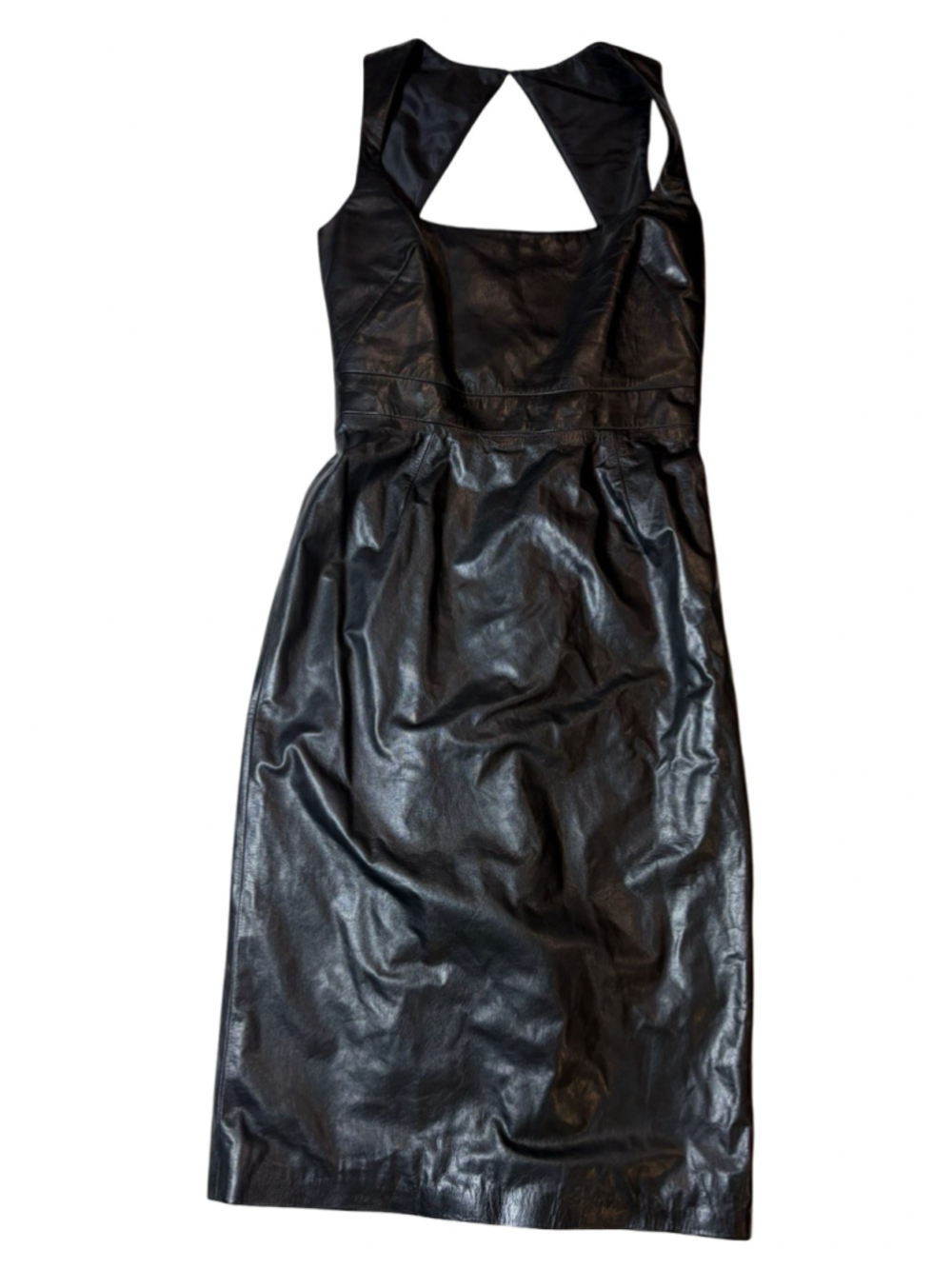 Cushnie et Ochs Black Genuine Leather Open Back Midi Dress Size 6 USA
